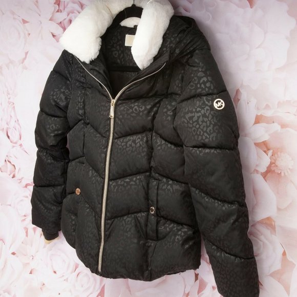 Michael Kors Girls Designer Black Puffer Jacket - Picture 4 of 8
